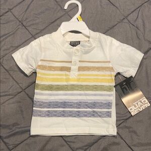 Kids Striped Polo Shirt - White and Multicolor